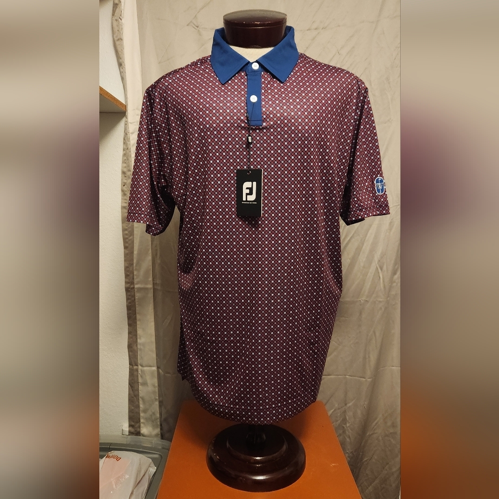 Men's Red and Blue Polo Shirt